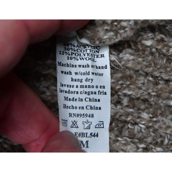 Cozy Casual Hooded Cardigan Women S/M Oversized Brown Knit Open Front Sweater - Picture 7 of 9